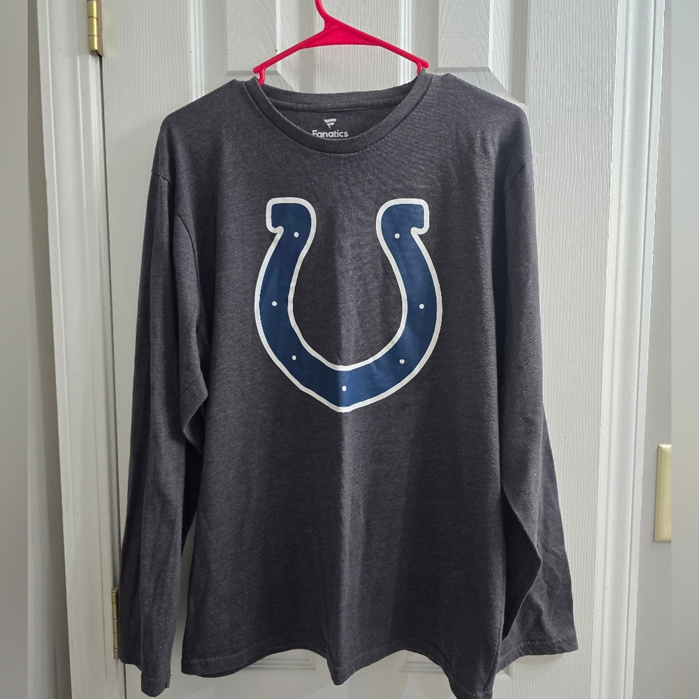 Fanatics Colts Gray Long Sleeve Shirt with Blue Logo